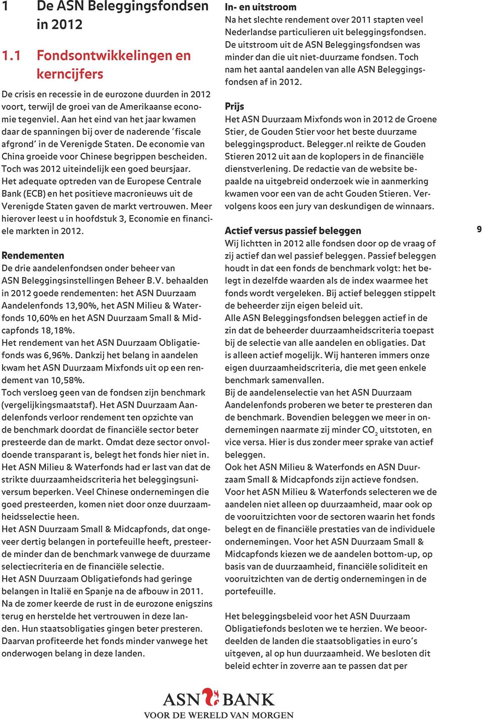 Toch was 2012 uiteindelijk een goed beursjaar. Het adequate optreden van de Europese Centrale Bank (ECB) en het positieve macronieuws uit de Verenigde Staten gaven de markt vertrouwen.