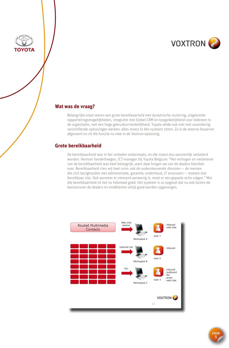 een hoge gebruiksvriendelijkheid. Toyota wilde ook niet met zesendertig verschillende oplossingen werken: alles moest in één systeem zitten.