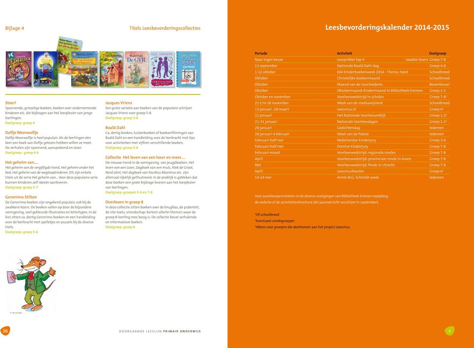 Als de leerlingen één keer een boek van Dolfje gelezen hebben willen ze meer. De verhalen zijn spannend, aansprekend en stoer. Doelgroep: groep 4-6 Het geheim van.