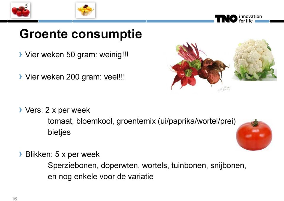 !! Vers: 2 x per week tomaat, bloemkool, groentemix