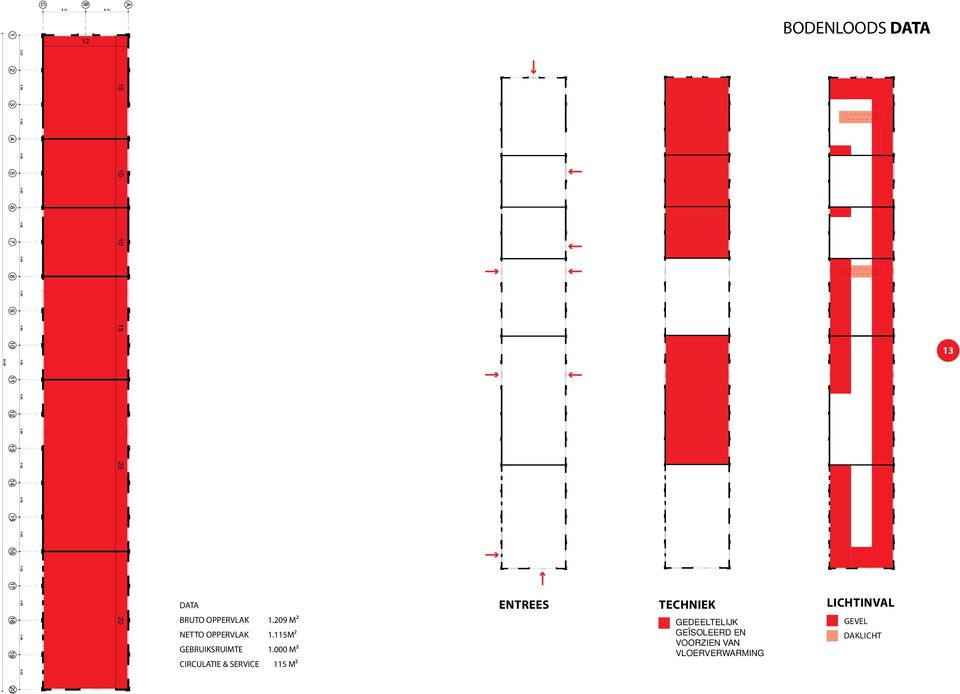 000 M² CIRCULATIE & SERVICE 115 M² ENTREES TECHNIEK