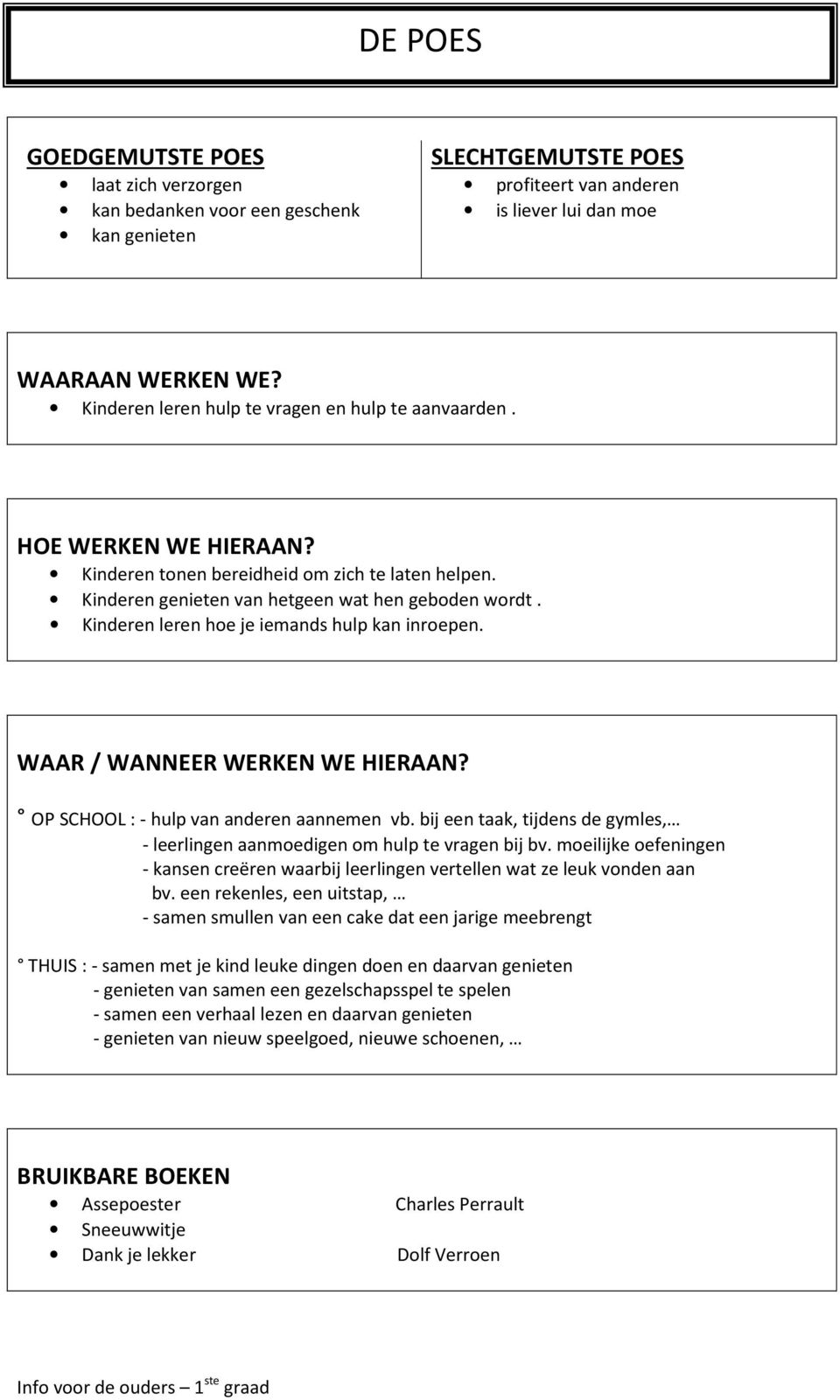 OP SCHOOL : - hulp van anderen aannemen vb. bij een taak, tijdens de gymles, - leerlingen aanmoedigen om hulp te vragen bij bv.