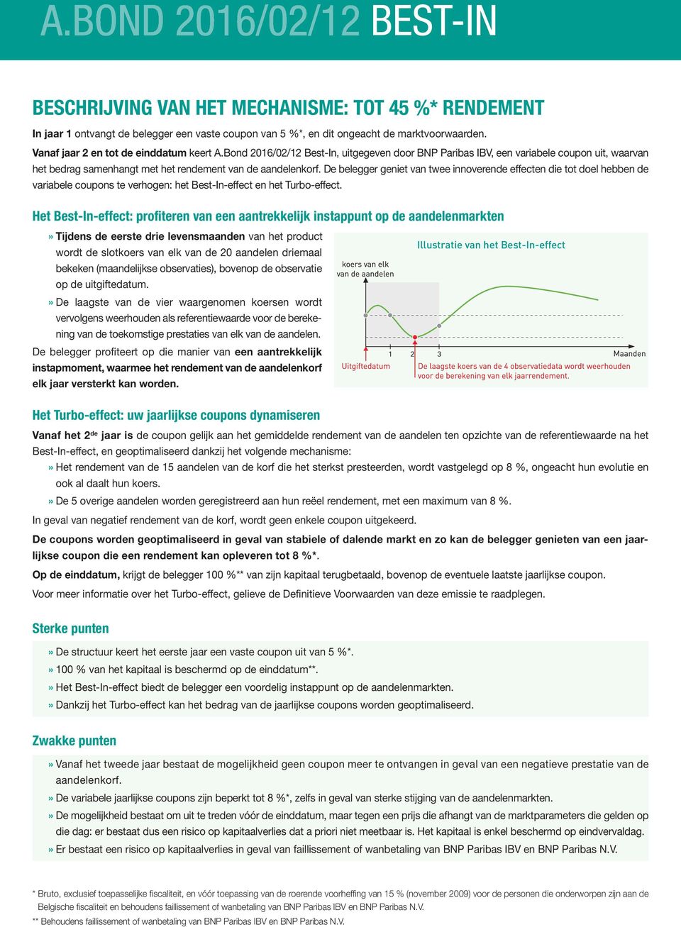 De belegger geniet van twee innoverende effecten die tot doel hebben de variabele coupons te verhogen: het Best-In-effect en het Turbo-effect.