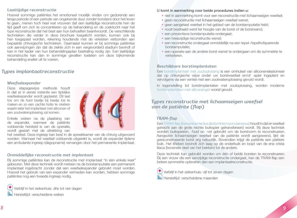 De verschillende technieken die verder in deze brochure toegelicht worden, kunnen ook bij hen toegepast worden, rekening houdende met de vereisten verbonden aan bepaalde chirurgische technieken.