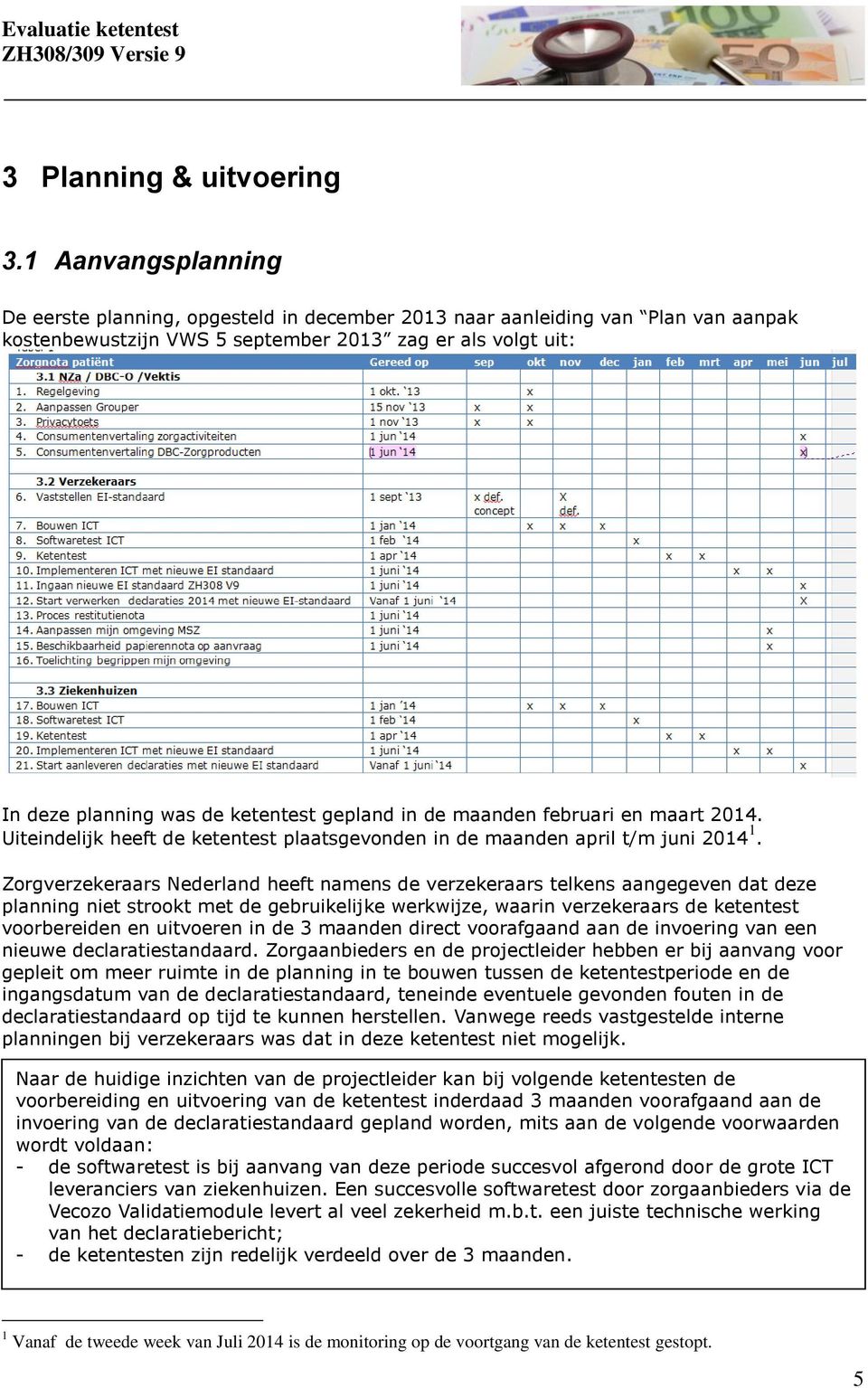 gepland in de maanden februari en maart 2014. Uiteindelijk heeft de ketentest plaatsgevonden in de maanden april t/m juni 2014 1.