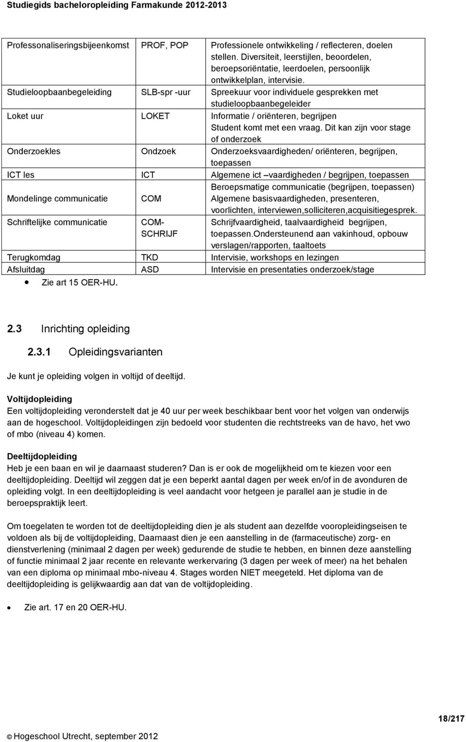 Studieloopbaanbegeleiding SLB-spr -uur Spreekuur voor individuele gesprekken met studieloopbaanbegeleider Loket uur LOKET Informatie / oriënteren, begrijpen Student komt met een vraag.