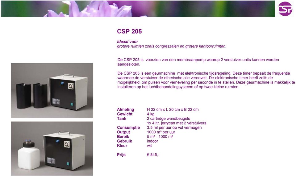 De elektronische timer heeft zelfs de mogelijkheid, om pulsen voor verneveling per seconde in te stellen.