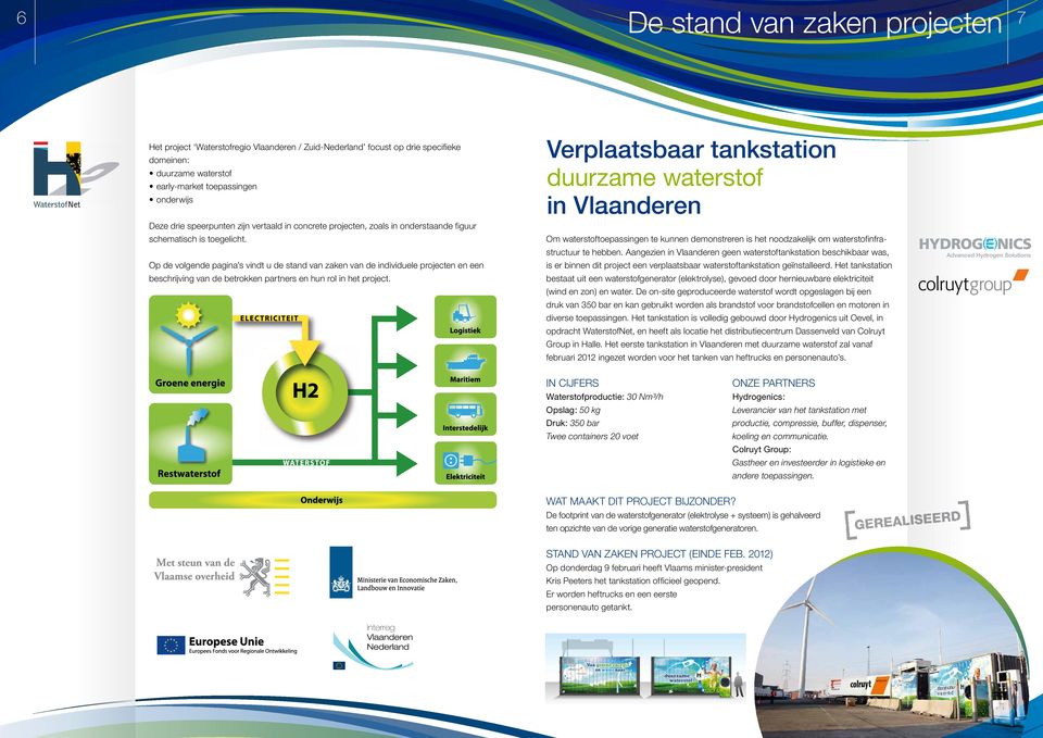 Op de volgende pagina s vindt u de stand van zaken van de individuele projecten en een beschrijving van de betrokken partners en hun rol in het project.