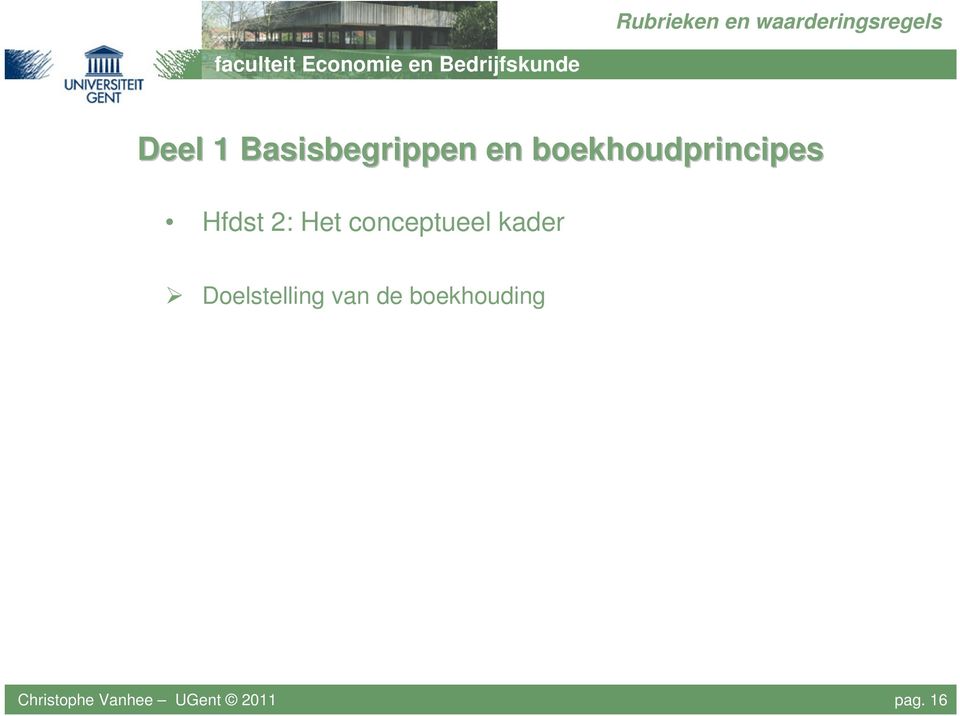 conceptueel kader Doelstelling van