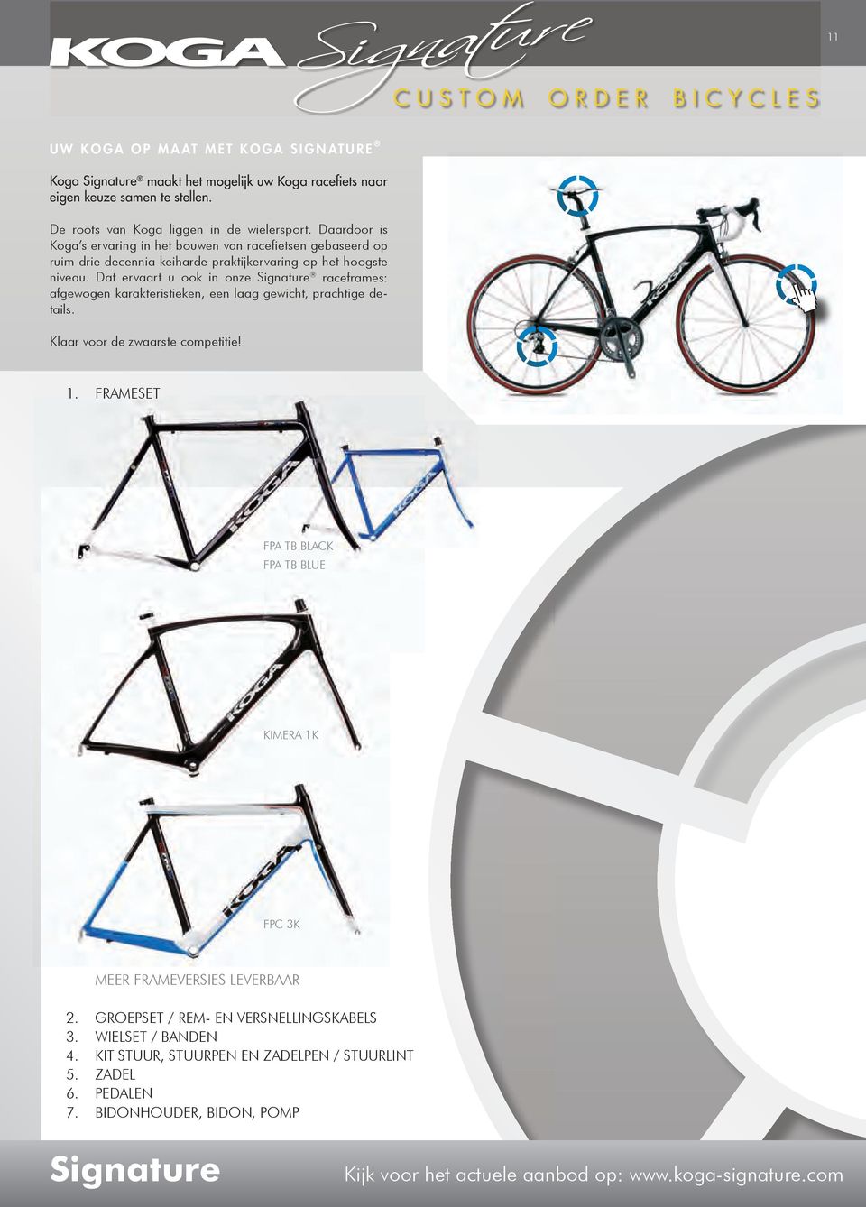 Dat ervaart u ook in onze Signature raceframes: afgewogen karakteristieken, een laag gewicht, prachtige details. klaar voor de zwaarste competitie! 1.