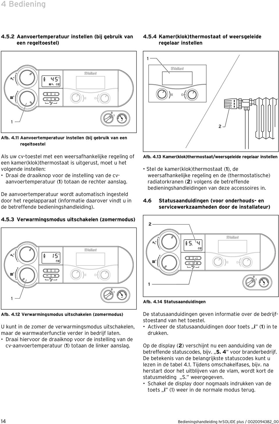 5.4 Kamer(klok)thermostaat of weersgeleide regelaar instellen 2 Afb. 4.