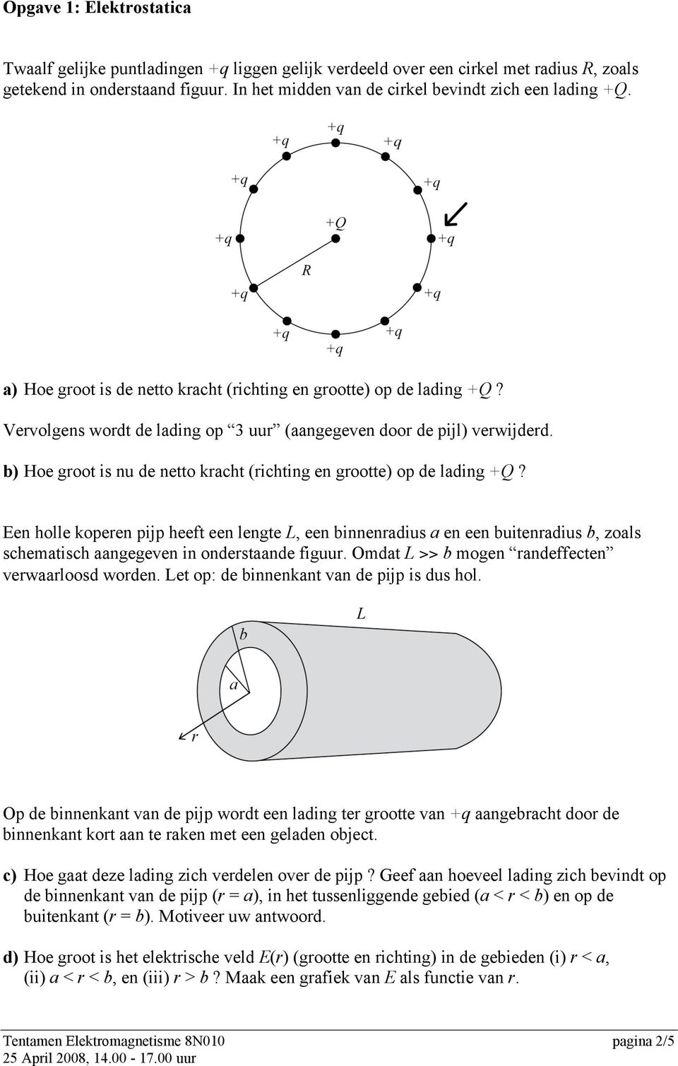 b) Hoe groot is nu de netto kracht (richting en grootte) op de lading +Q?