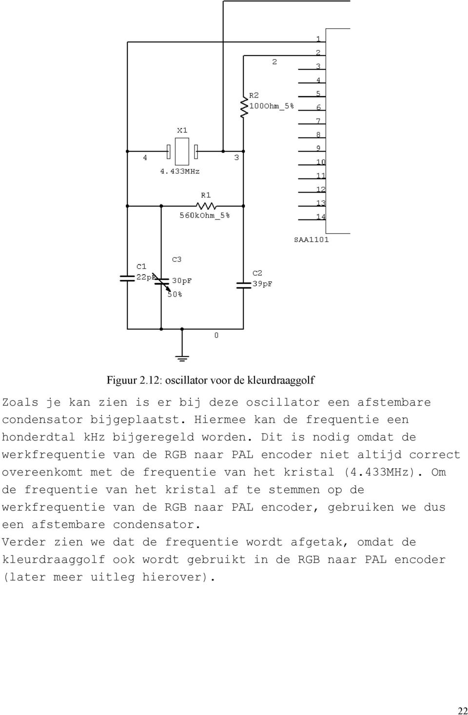 Dit is nodig omdat de werkfrequentie van de RGB naar PAL encoder niet altijd correct overeenkomt met de frequentie van het kristal (4.433MHz).