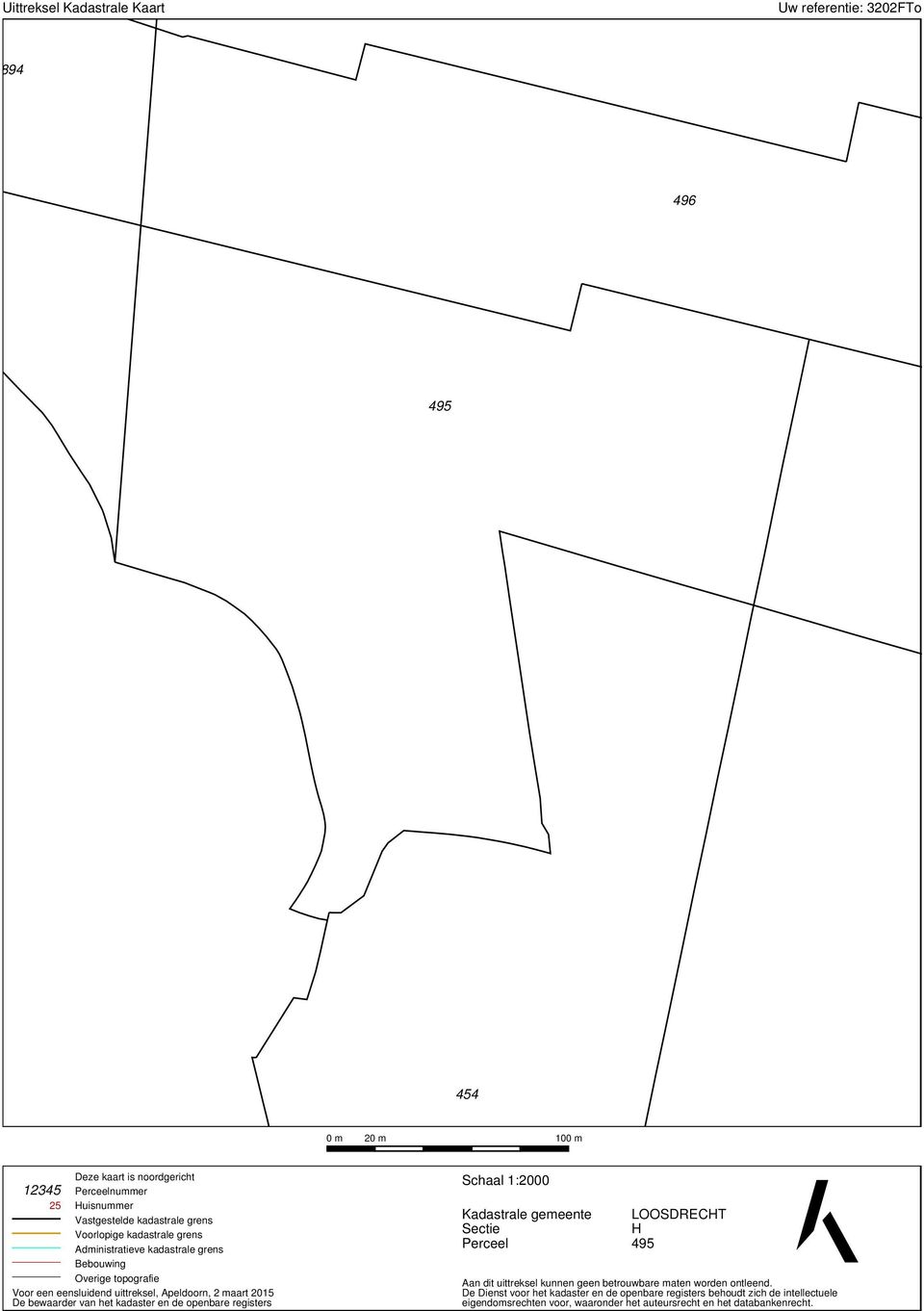 De bewaarder van het kadaster en de openbare registers Schaal 1:2000 Kadastrale gemeente Sectie Perceel LOOSDRECHT H 495 Aan dit uittreksel kunnen geen betrouwbare