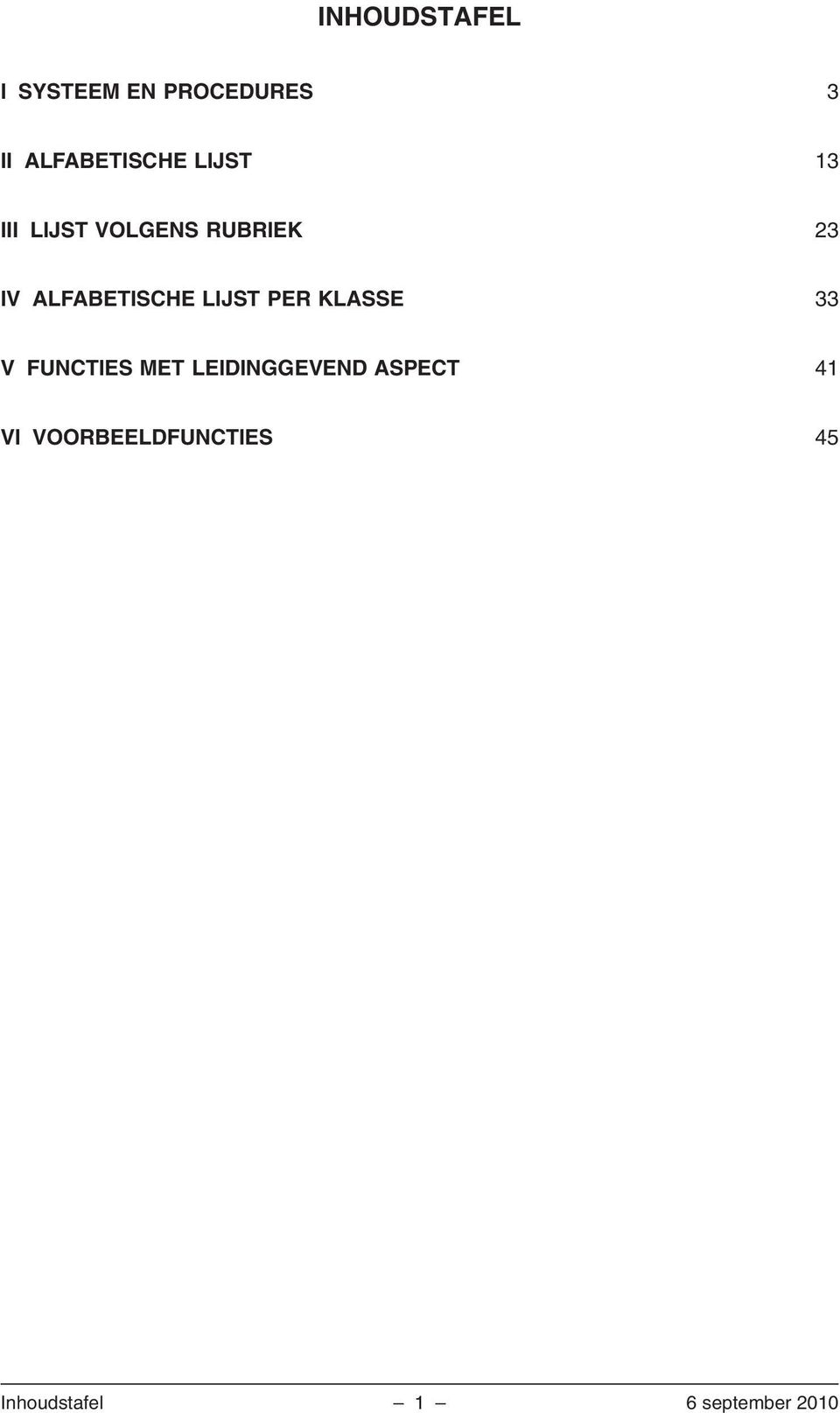 LIJST PER KLASSE 33 V FUNCTIES MET LEIDINGGEVEND ASPECT