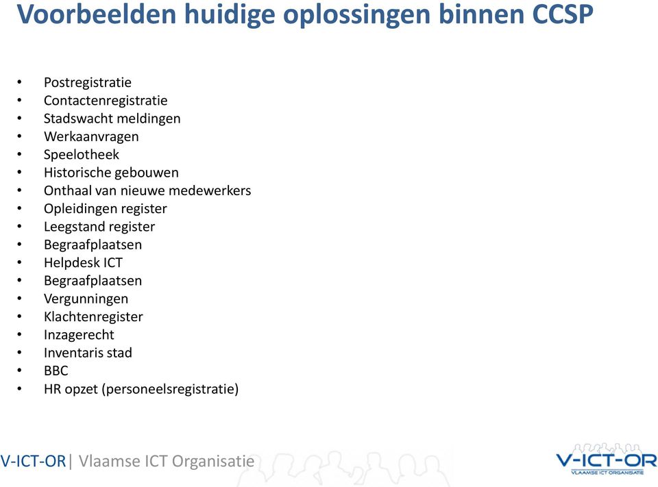 Opleidingen register Leegstand register Begraafplaatsen Helpdesk ICT Begraafplaatsen Vergunningen