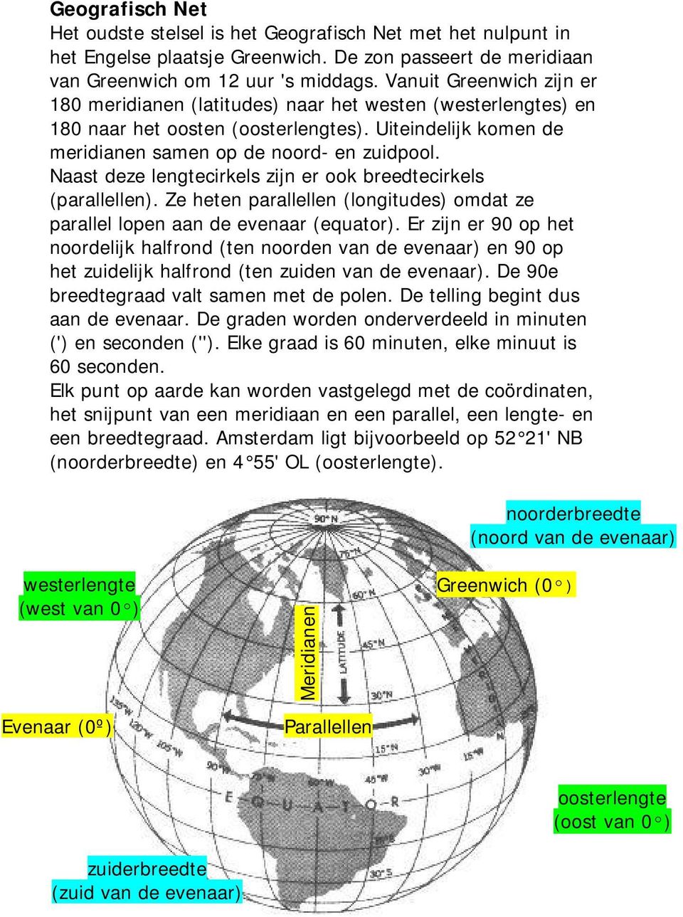 Naast deze lengtecirkels zijn er ook breedtecirkels (parallellen). Ze heten parallellen (longitudes) omdat ze parallel lopen aan de evenaar (equator).