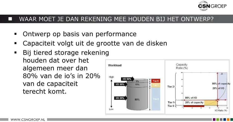 grootte van de disken Bij tiered storage rekening houden dat