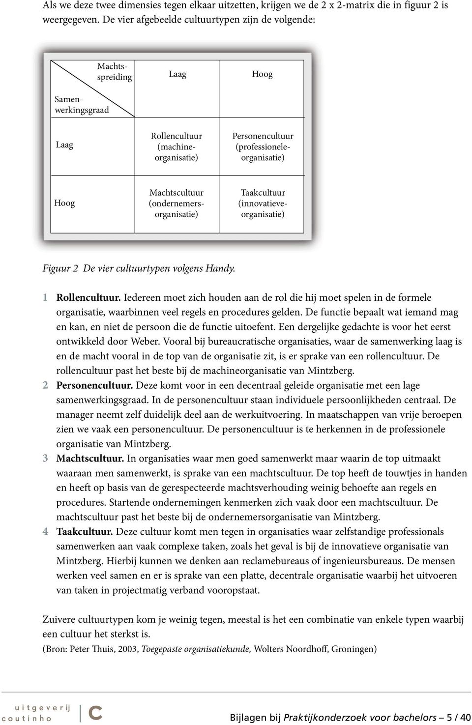 (ondernemersorganisatie) Taakcultuur (innovatieveorganisatie) Figuur 2 De vier cultuurtypen volgens Handy. 1 Rollencultuur.