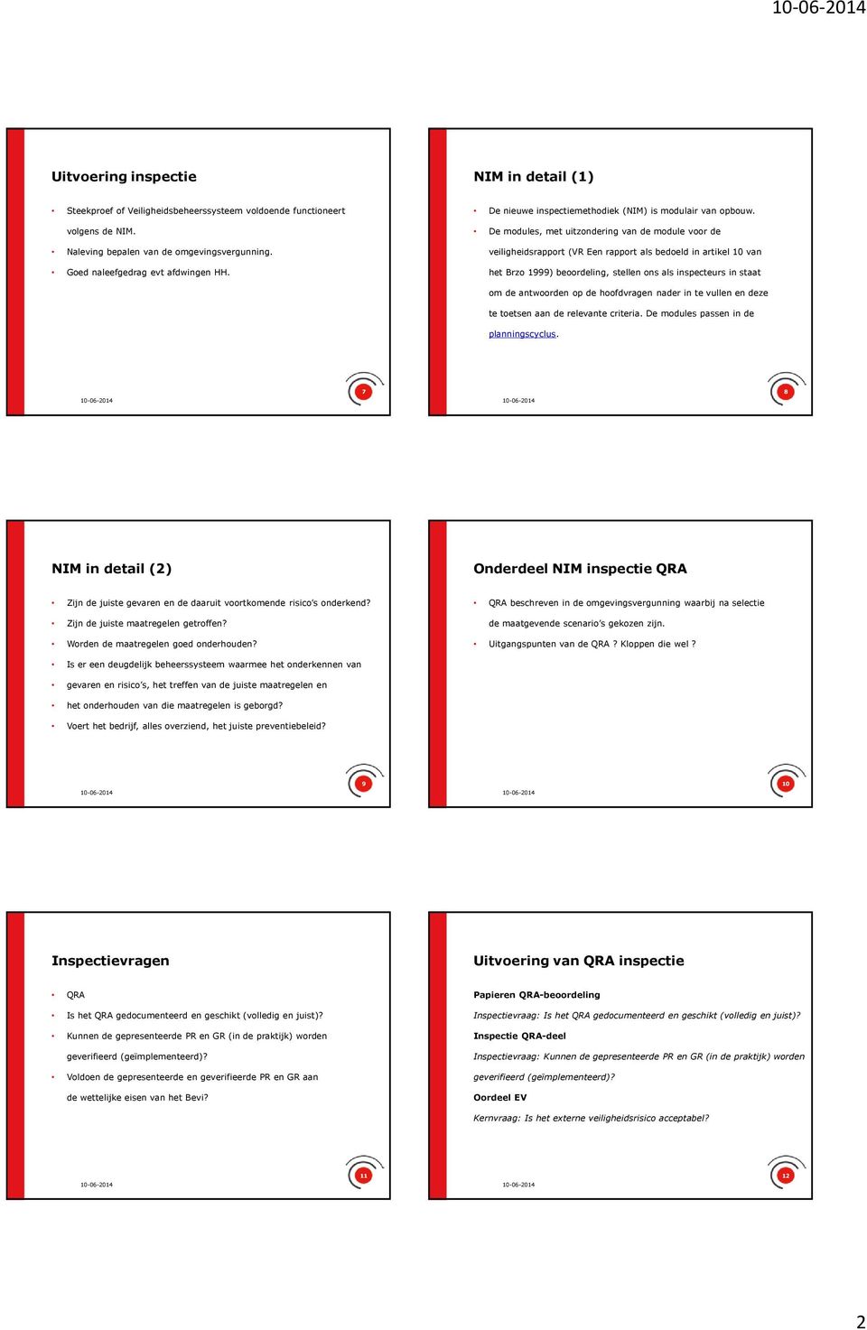 De modules, met uitzondering van de module voor de veiligheidsrapport (VR Een rapport als bedoeld in artikel 10 van het Brzo 1999) beoordeling, stellen ons als inspecteurs in staat om de antwoorden