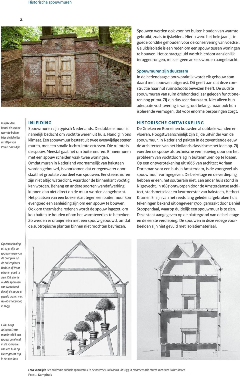 Hier de ijskelder uit 1850 van Paleis Soestdijk INLEIDING Spouwmuren zijn typisch Nederlands. De dubbele muur is namelijk bedacht om vocht te weren uit huis. Handig in ons klimaat.