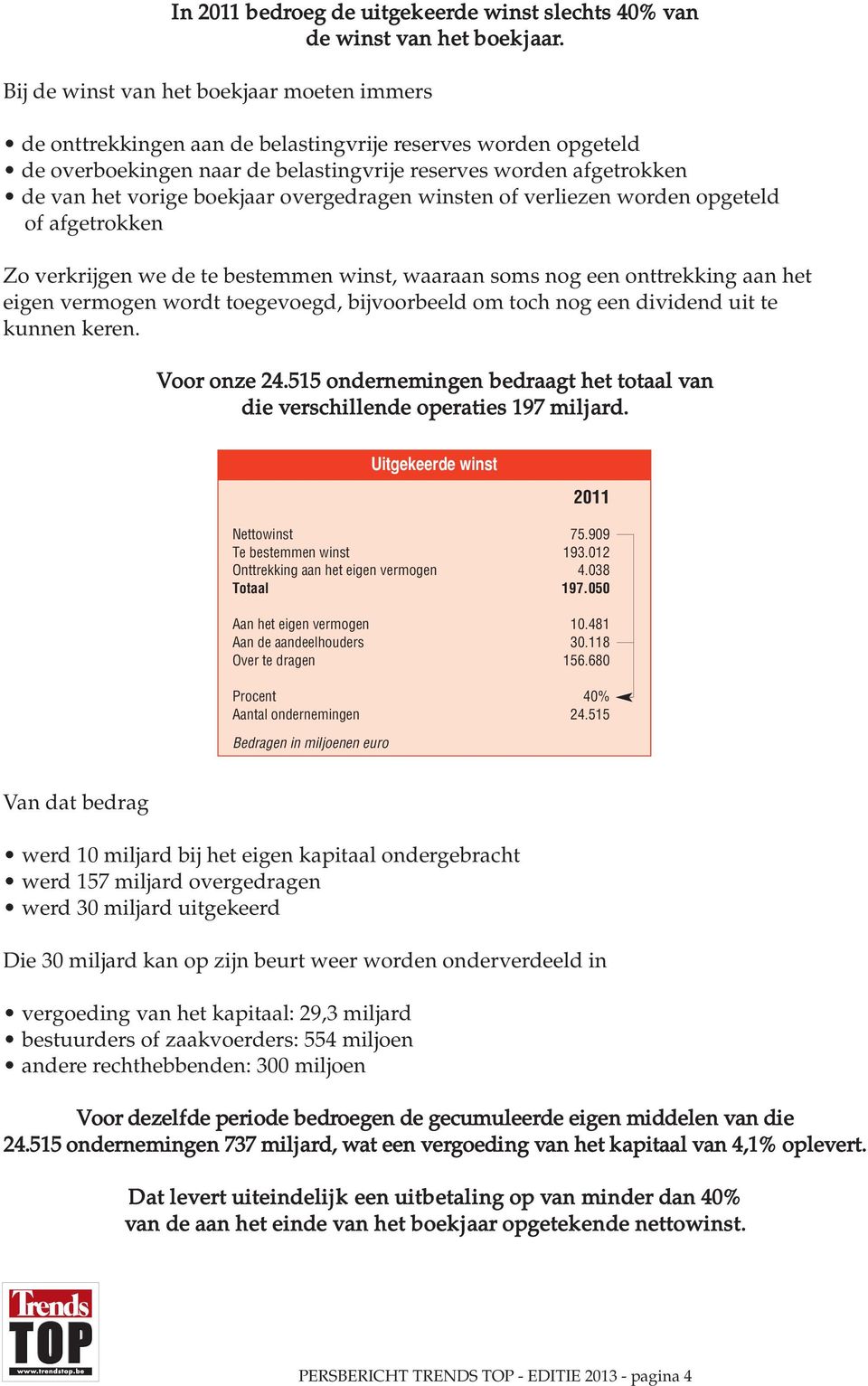 boekjaar overgedragen winsten of verliezen worden opgeteld of afgetrokken Zo verkrijgen we de te bestemmen winst, waaraan soms nog een onttrekking aan het eigen vermogen wordt toegevoegd,