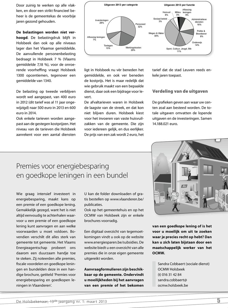 De aanvullende personenbelasting bedraagt in Holsbeek 7 % (Vlaams gemiddelde 7,18 %), voor de onroerende voorheffing vraagt Holsbeek 1300 opcentiemen, tegenover een gemiddelde van 1340.