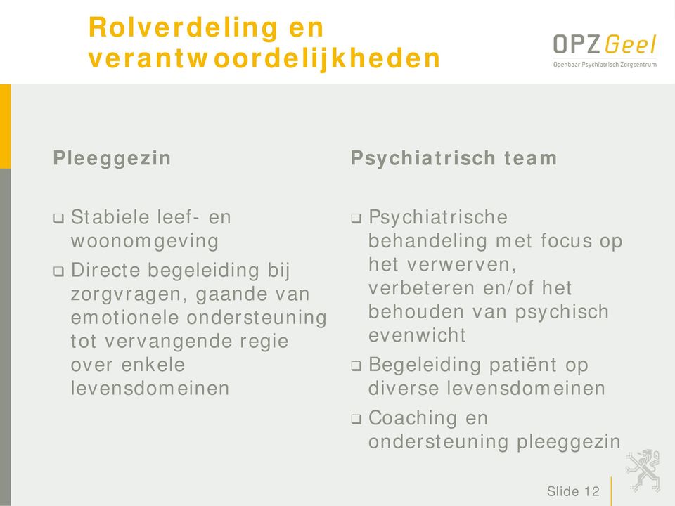 enkele levensdomeinen Psychiatrische behandeling met focus op het verwerven, verbeteren en/of het