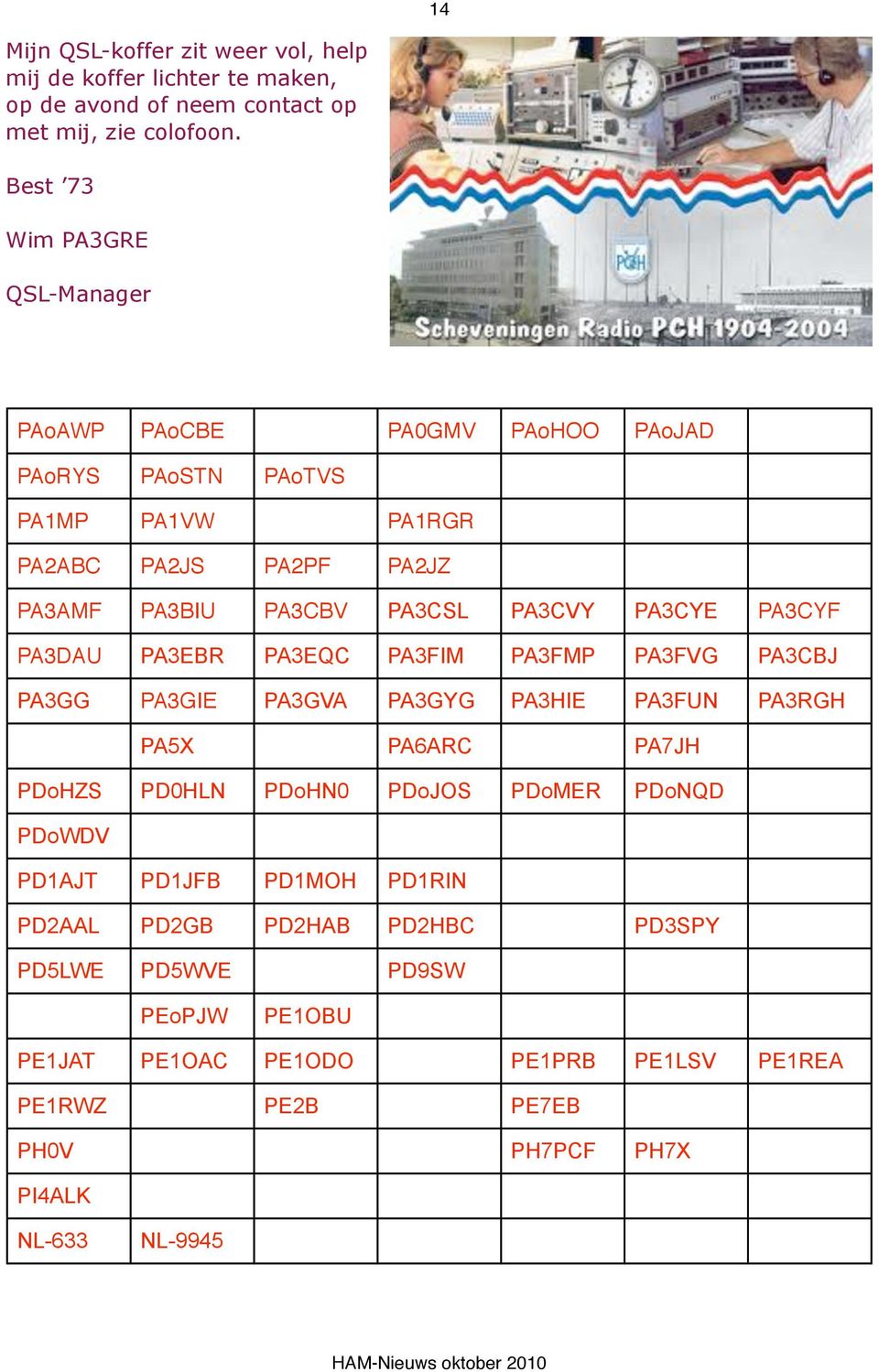 PA3CYE PA3CYF PA3DAU PA3EBR PA3EQC PA3FIM PA3FMP PA3FVG PA3CBJ PA3GG PA3GIE PA3GVA PA3GYG PA3HIE PA3FUN PA3RGH PA5X PA6ARC PA7JH PDoHZS PD0HLN PDoHN0 PDoJOS PDoMER