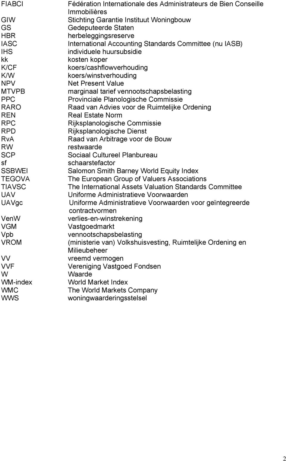 huursubsidie kosten koper koers/cashflowverhouding koers/winstverhouding Net Present Value marginaal tarief vennootschapsbelasting Provinciale Planologische Commissie Raad van Advies voor de