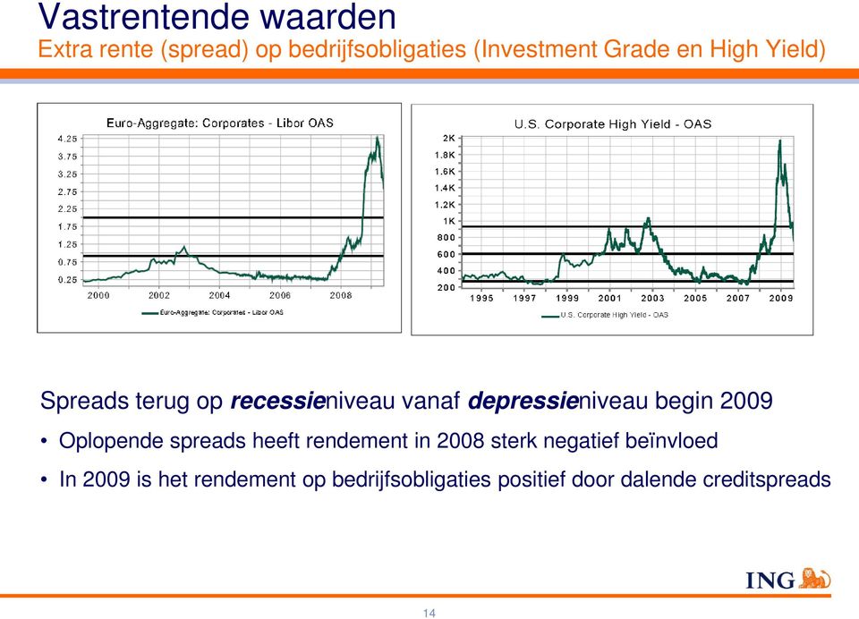 begin 2009 Oplopende spreads heeft rendement in 2008 sterk negatief beïnvloed