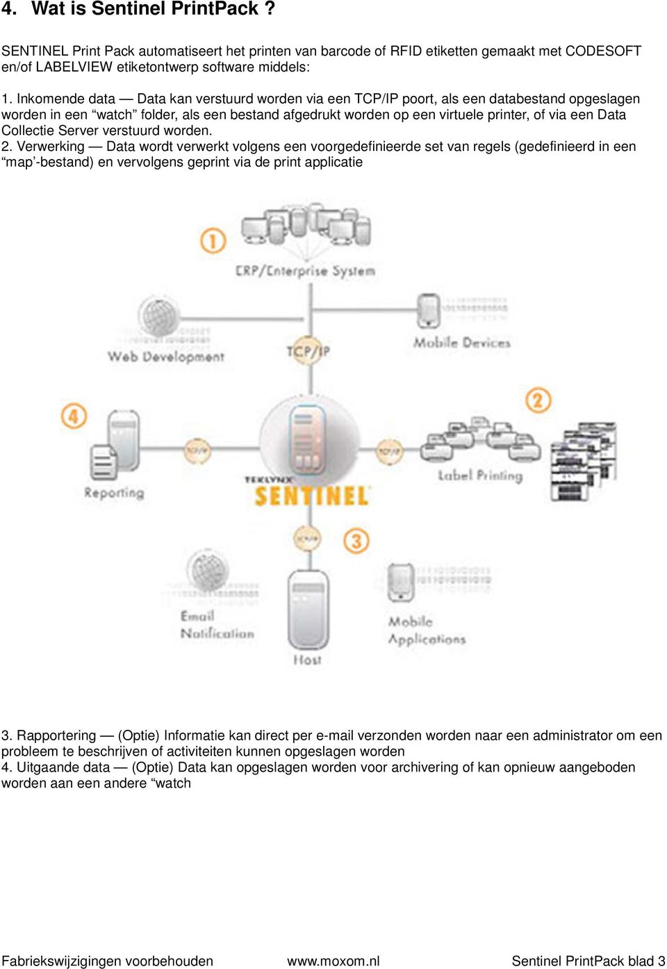 Collectie Server verstuurd worden. 2. Verwerking Data wordt verwerkt volgens een voorgedefinieerde set van regels (gedefinieerd in een map -bestand) en vervolgens geprint via de print applicatie 3.