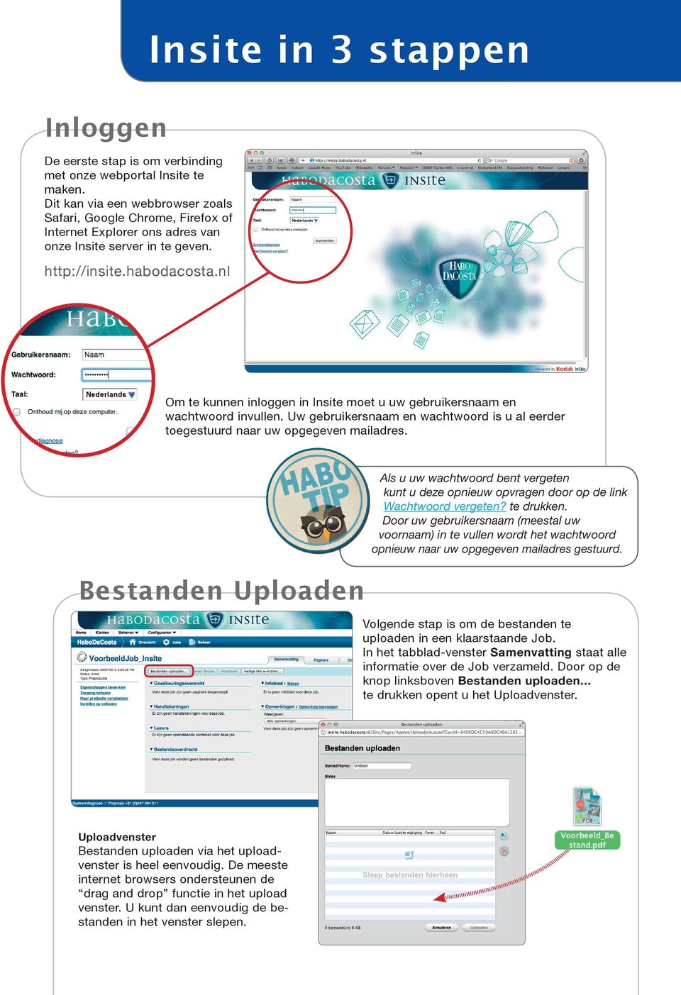 nl Insite in 3 stappen Om te kunnen inloggen in Insite moet u uw gebruikersnaam en wachtwoord invullen. Uw gebruikersnaam en wachtwoord is u al eerder toegestuurd naar uw opgegeven mailadres.