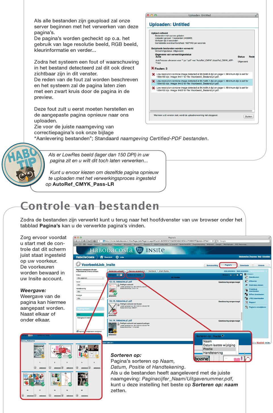 De reden van de fout zal worden beschreven en het systeem zal de pagina laten zien met een zwart kruis door de pagina in de preview.