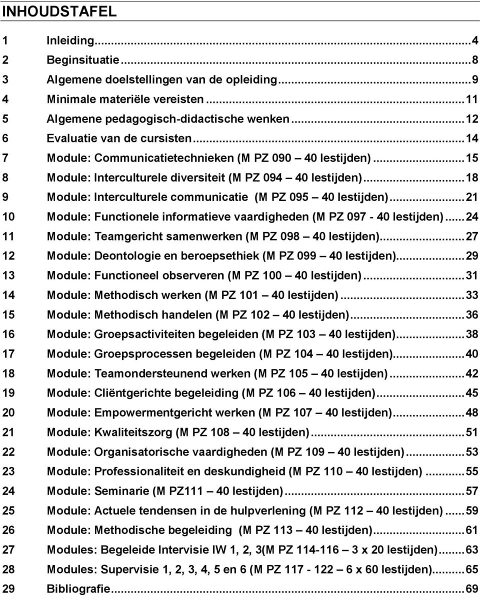 .. 18 9 Module: Interculturele communicatie (M PZ 095 40 lestijden)... 21 10 Module: Functionele informatieve vaardigheden (M PZ 097-40 lestijden).