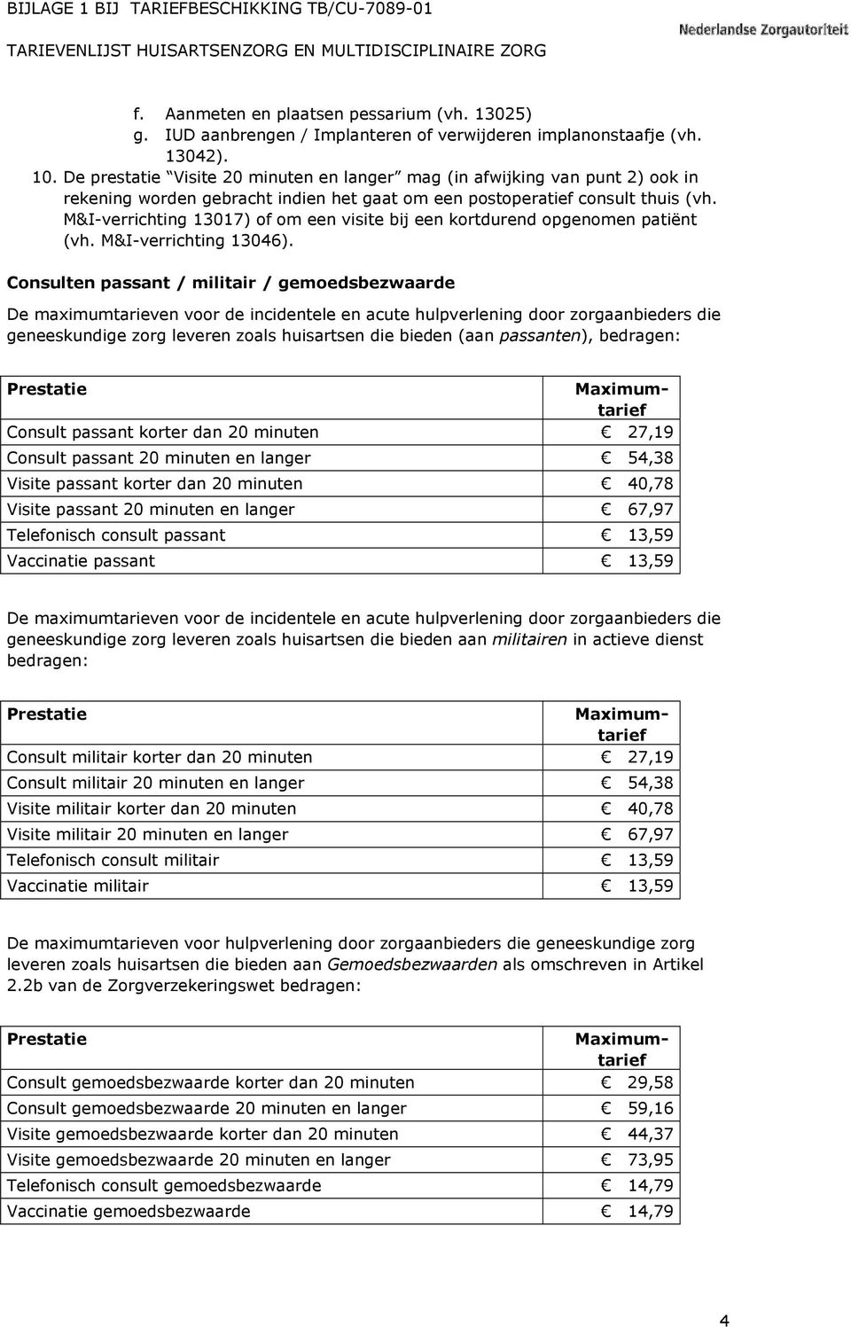 M&I-verrichting 13017) of om een visite bij een kortdurend opgenomen patiënt (vh. M&I-verrichting 13046).