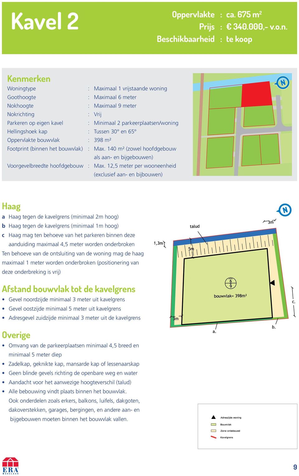 parkeerplaatsen/woning Hellingshoek kap : Tussen 30 en 65 Oppervlakte bouwvlak : 398 m² Footprint (binnen het bouwvlak) : Max.