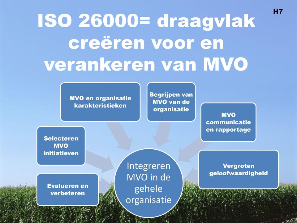 karakteristieken Begrijpen van MVO van de organisatie Integreren MVO