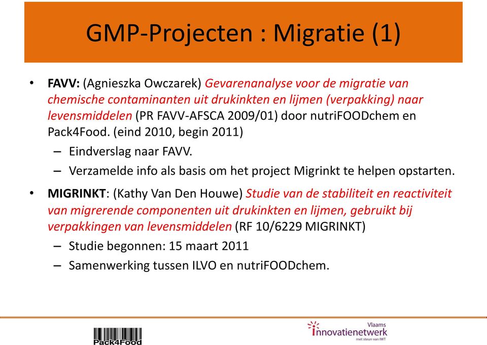 Verzamelde info als basis om het project Migrinkt te helpen opstarten.