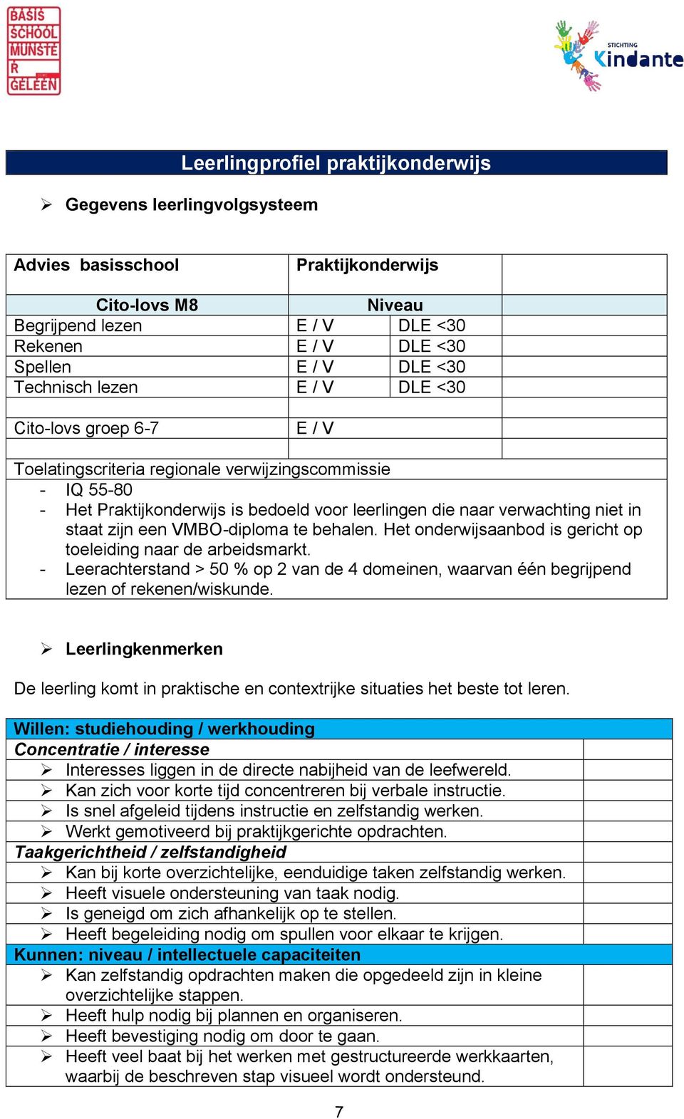 staat zijn een VMBO-diploma te behalen. Het onderwijsaanbod is gericht op toeleiding naar de arbeidsmarkt.