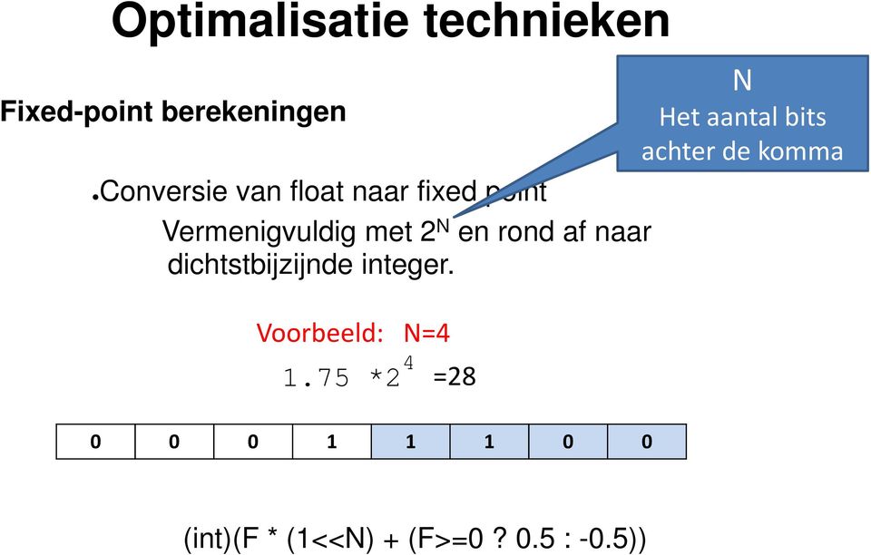 dichtstbijzijnde integer. Voorbeeld: N=4 1.