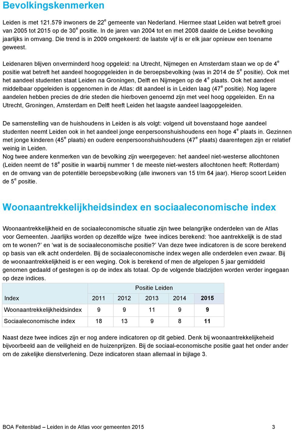 Leidenaren blijven onverminderd hoog opgeleid: na Utrecht, Nijmegen en Amsterdam staan we op de 4 e positie wat betreft het aandeel hoogopgeleiden in de beroepsbevolking (was in 2014 de 5 e positie).