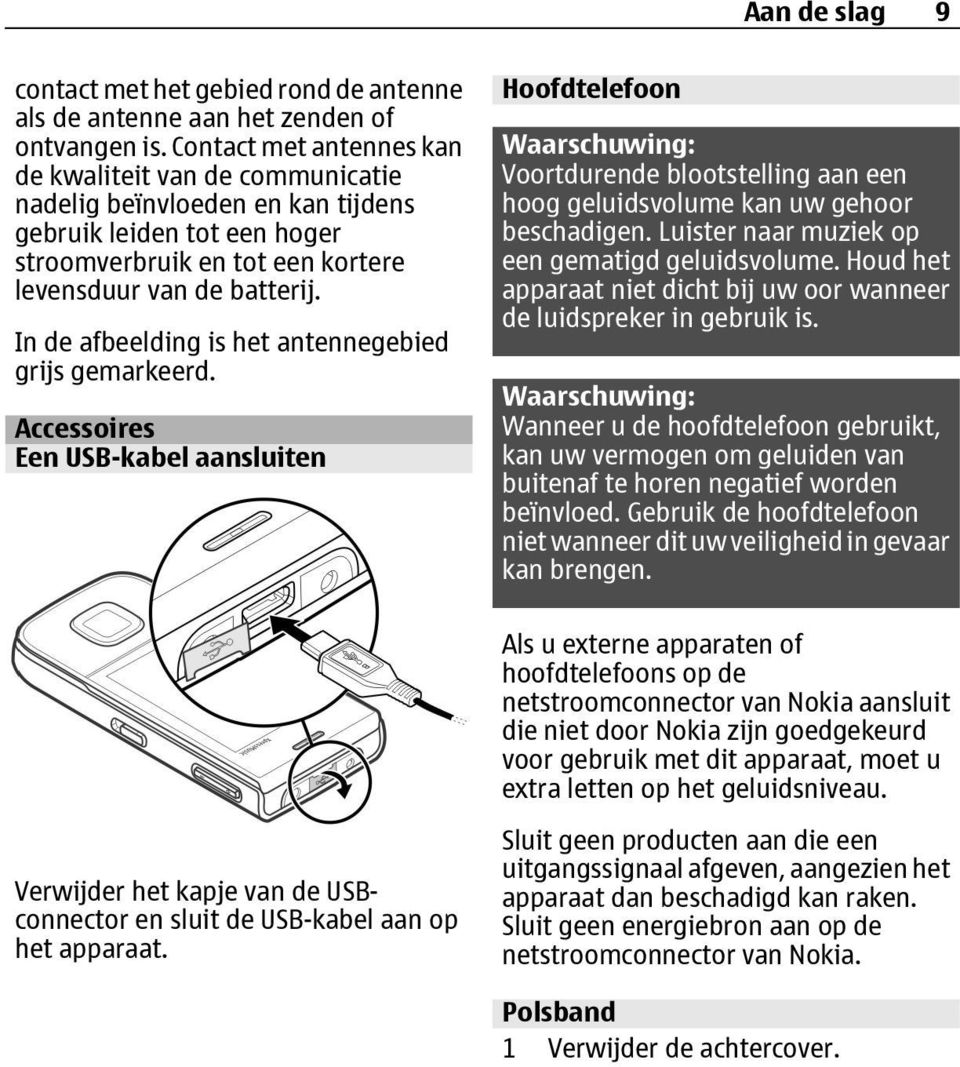 In de afbeelding is het antennegebied grijs gemarkeerd.