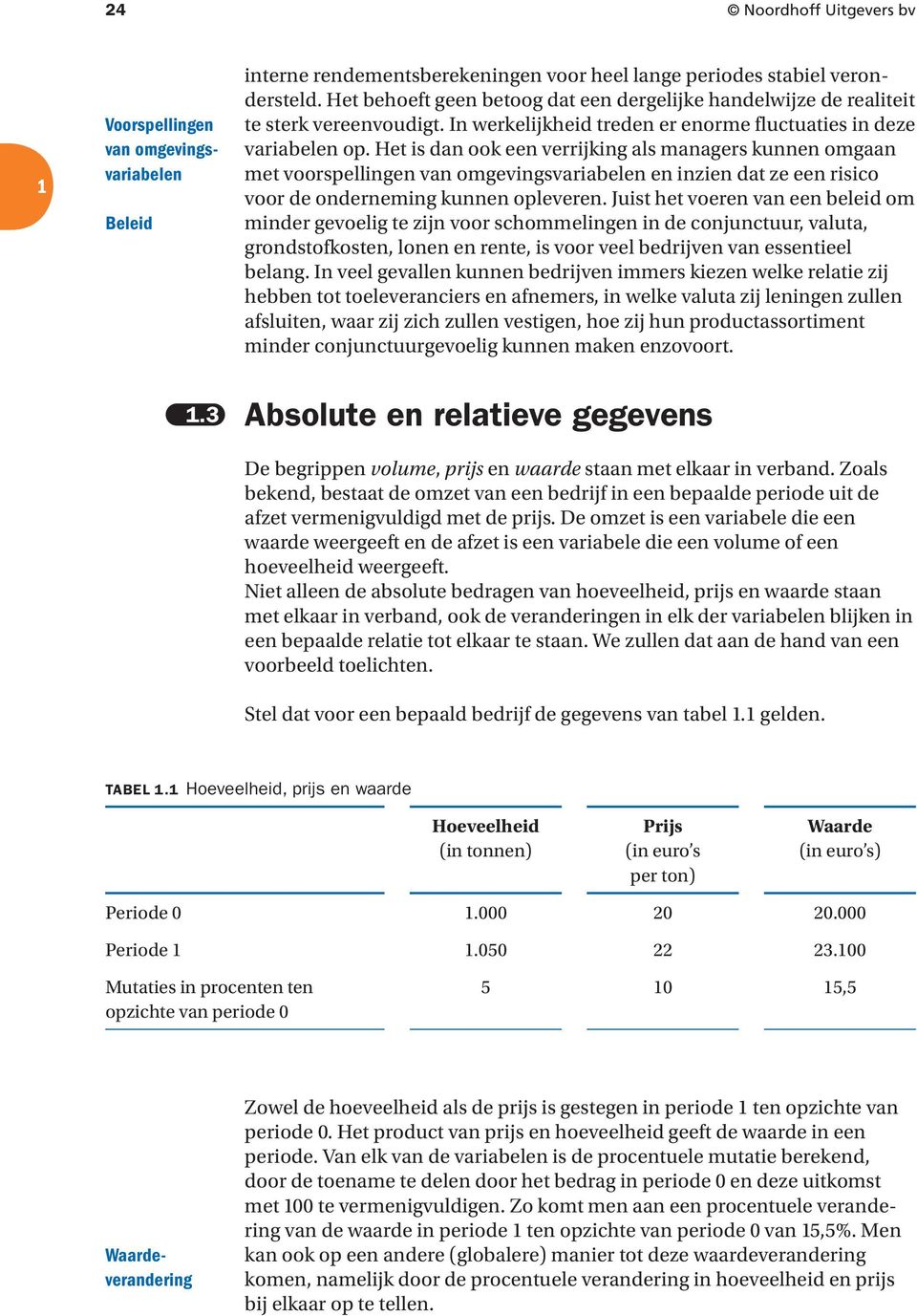 Het is dan ook een verrijking als managers kunnen omgaan met voorspellingen van omgevingsvariabelen en inzien dat ze een risico voor de onderneming kunnen opleveren.