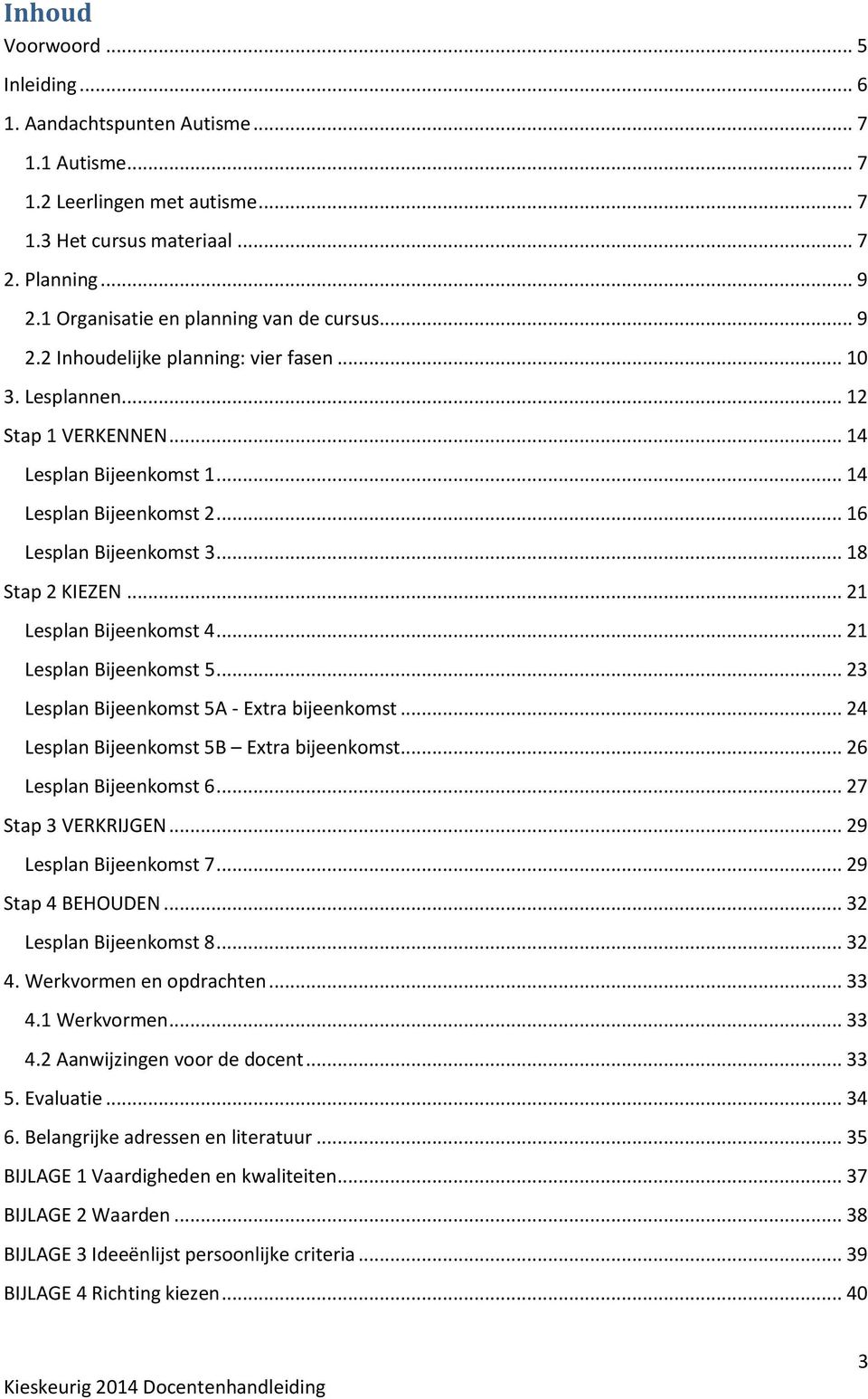 .. 16 Lesplan Bijeenkomst 3... 18 Stap 2 KIEZEN... 21 Lesplan Bijeenkomst 4... 21 Lesplan Bijeenkomst 5... 23 Lesplan Bijeenkomst 5A - Extra bijeenkomst... 24 Lesplan Bijeenkomst 5B Extra bijeenkomst.