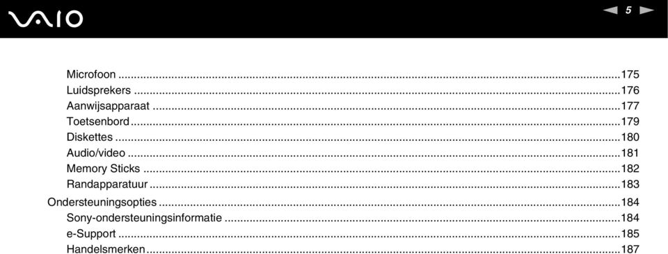 ..181 Memory Sticks...182 Randapparatuur.