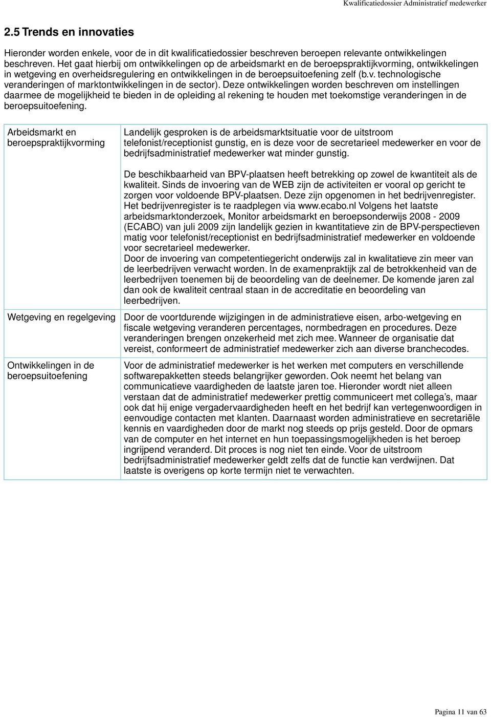 Deze ontwikkelingen worden beschreven om instellingen daarmee de mogelijkheid te bieden in de opleiding al rekening te houden met toekomstige veranderingen in de beroepsuitoefening.