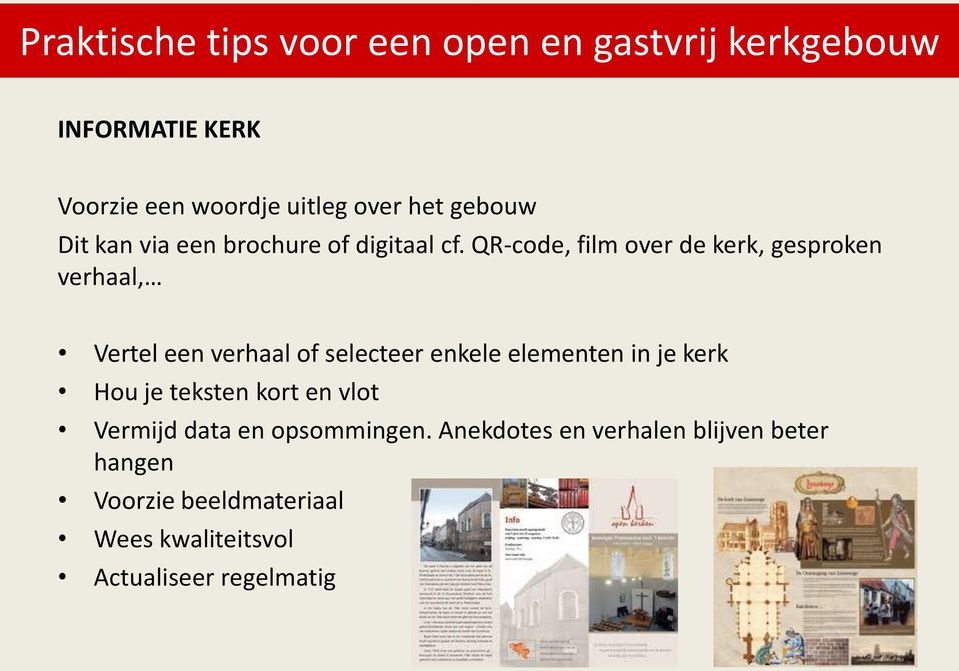 QR-code, film over de kerk, gesproken verhaal, Vertel een verhaal of selecteer enkele elementen in je