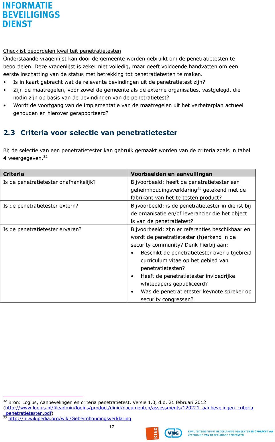 Is in kaart gebracht wat de relevante bevindingen uit de penetratietest zijn?