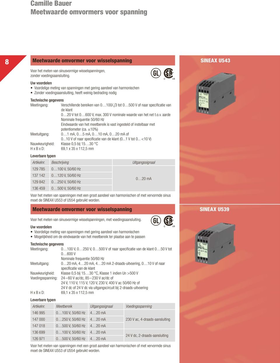 specificatie van de klant 0 20 V tot 0 600 V, max. 300 V nominale waarde van het net t.o.v. aarde Nominale frequentie 50/60 Hz Eindwaarde van het meetbereik is vast ingesteld of instelbaar met potentiometer (ca.